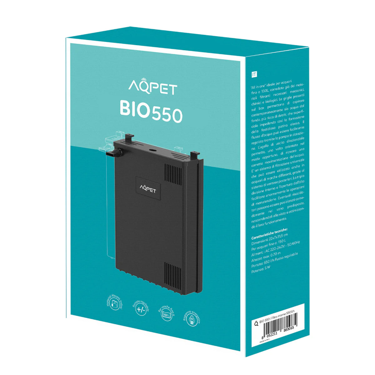 AQPET BIO 550 LT/H UNIVERSAL COMPLETE INTERNAL FILTER - 150 LT