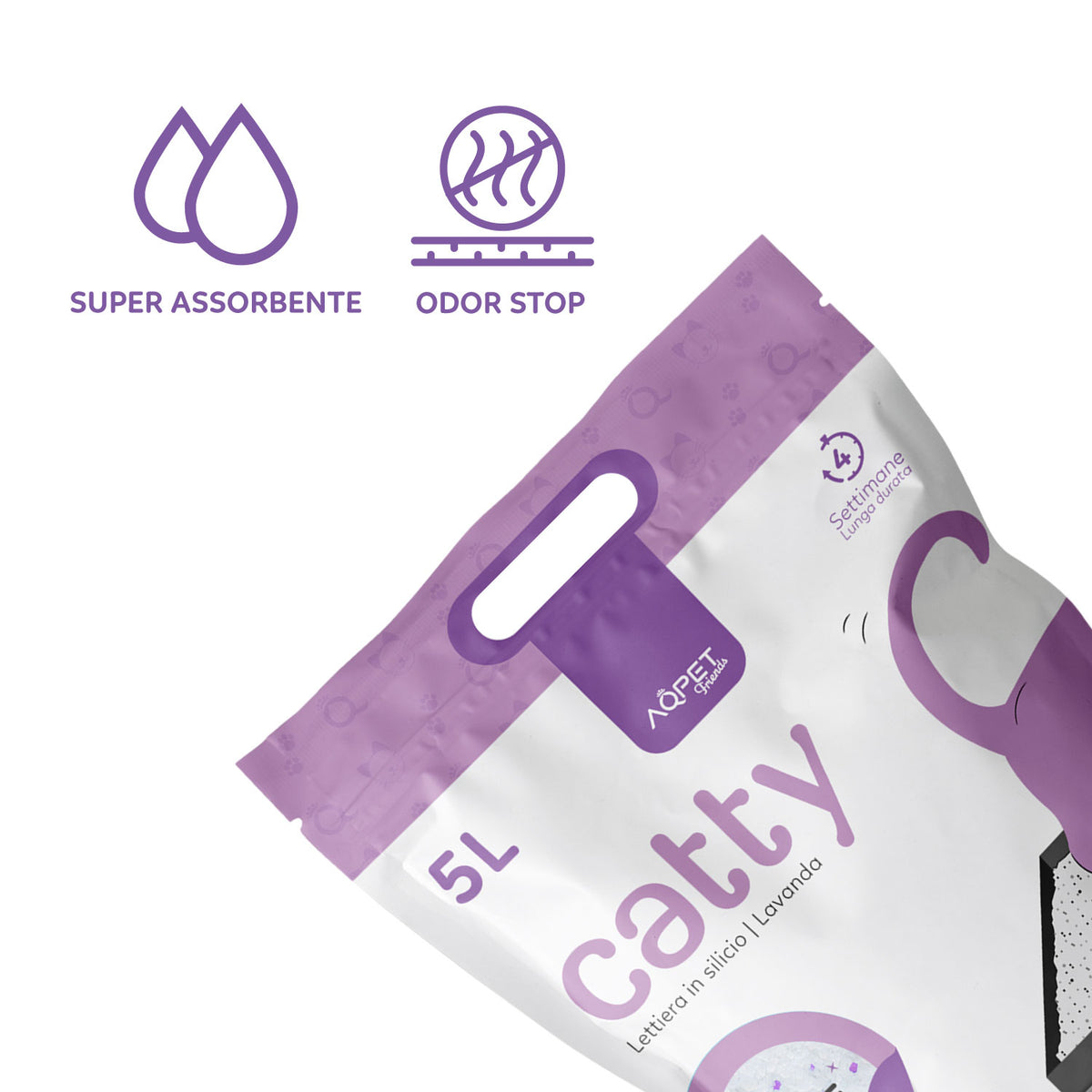 AQPET FRIENDS Lettiera In Silicio Catty Profumazione Lavanda Per Gatti Super Assorbente Antiodore Igiene Gatto