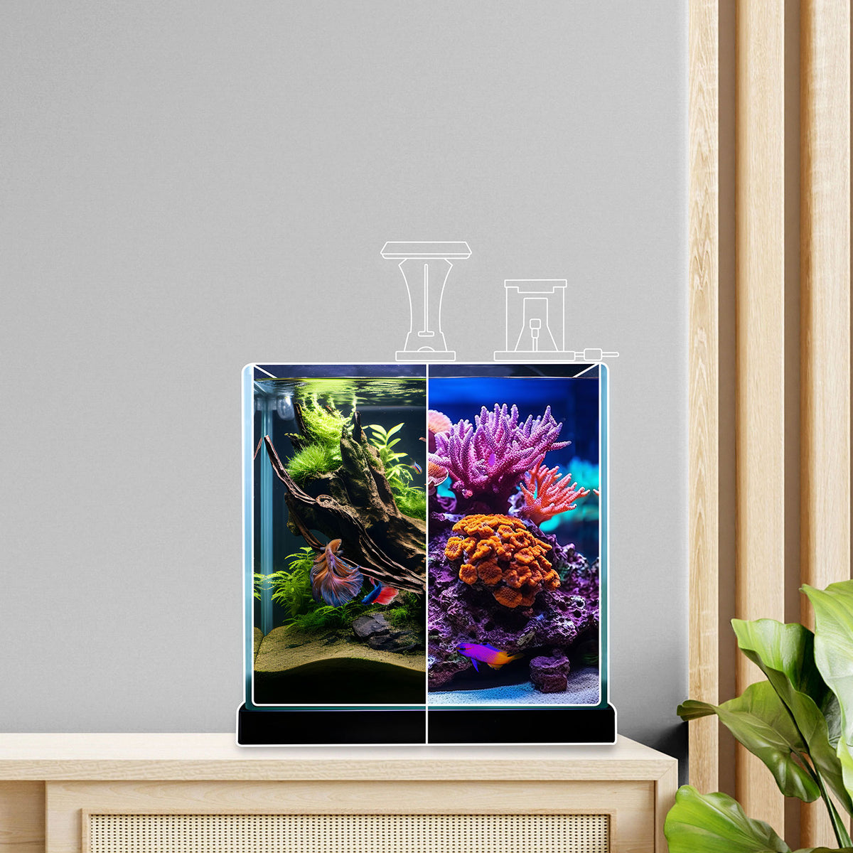 AQPET ACQUARIO IN VETRO QUBE 25 COMPLETE SET LUCE +POMPA+MATERIALI FILTRANTI