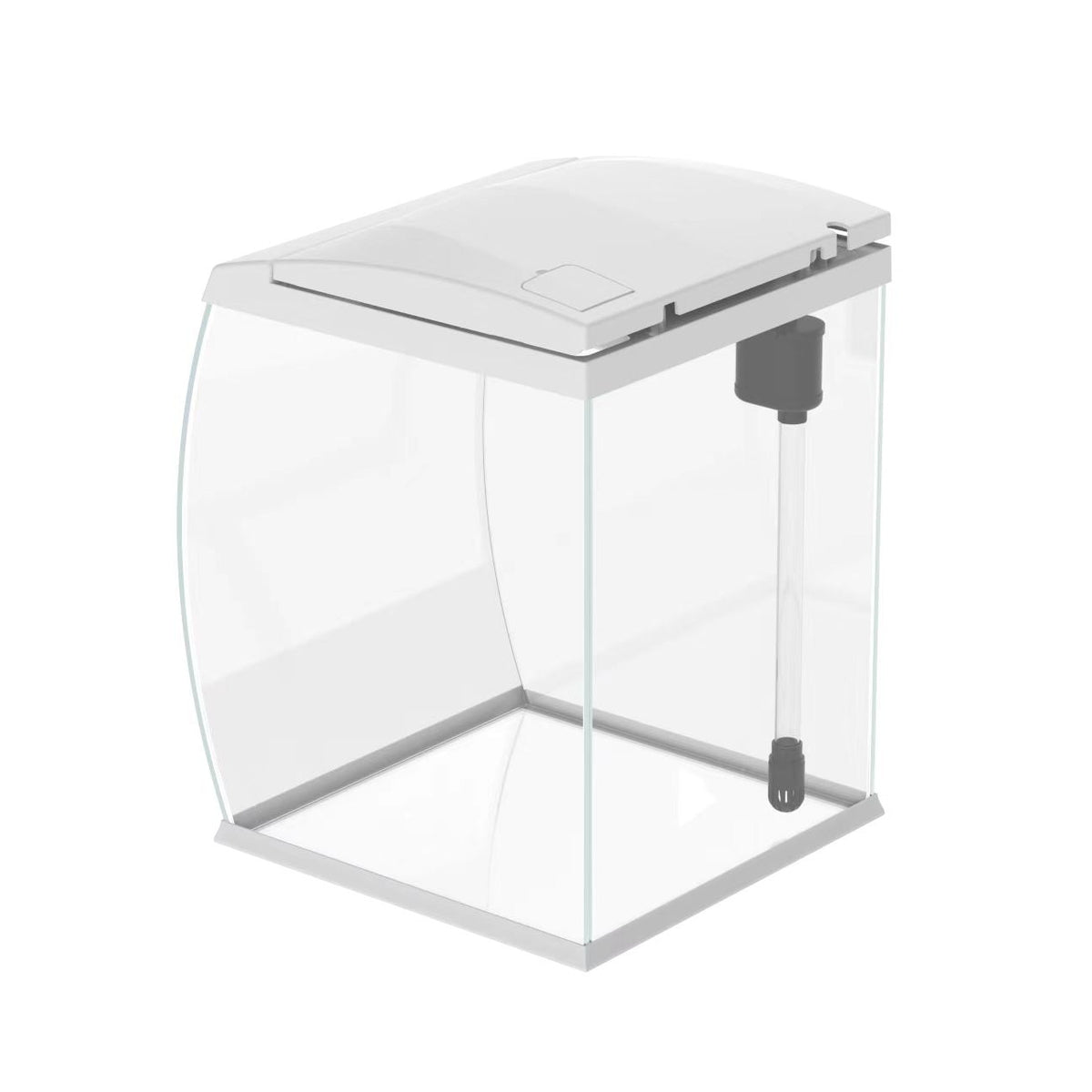 AQPET CURVE DESKTOP PANORAMIC GLASS AQUARIUM - WITH FILTER, HEATER - WHITE