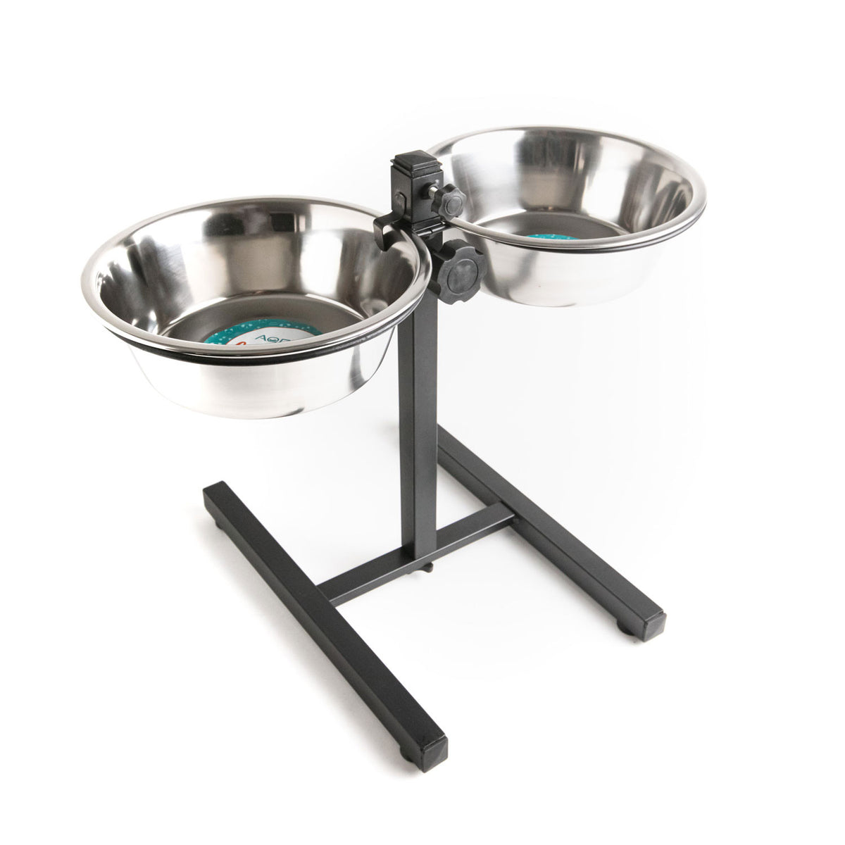 AQPET FRIENDS Gnammy Supporto H Con 2 Ciotole Rialzate In Acciaio Inox Altezza Regolabile Per cani gatti Piccoli animali