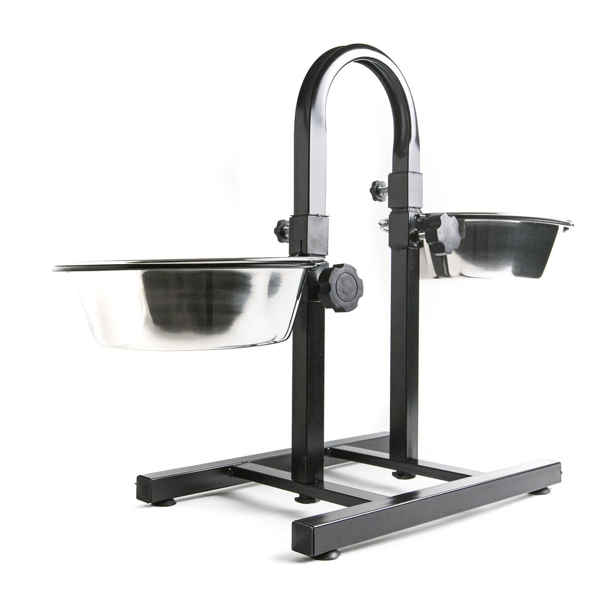AQPET FRIENDS Gnammy Supporto U Con 2 Ciotole Rialzate in Acciaio Inox Altezza Regolabile Per cani gatti Piccoli animali 2x2500 ml. 25 Cm