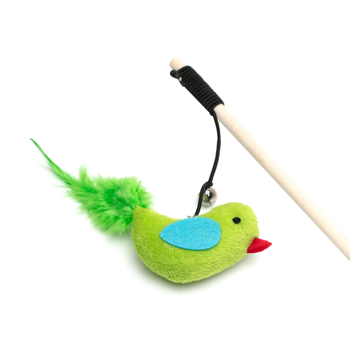 AQPET FRIENDS Cat Toy Bastoncino Con Pappagallo Di Stoffa E Campanellino - 40 Cm Gioco Per Gatti