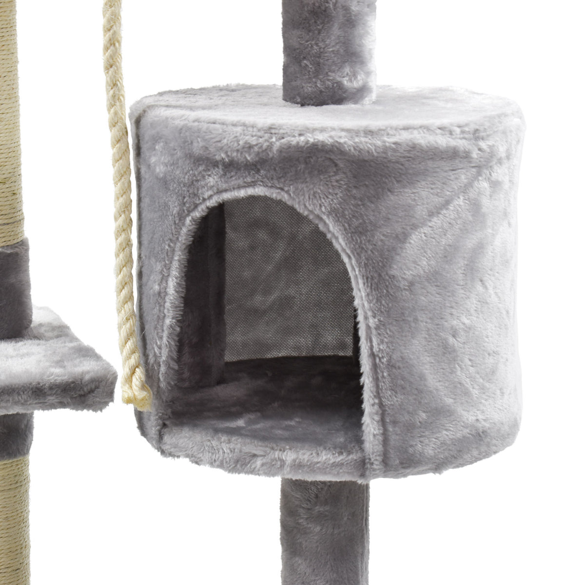 AQPET FRIENDS Tiragraffi Amsterdam 112 cm con Cuccia per Gatti Albero Parco Giochi Gioco Tira Graffi per Gatto Colore Grigio