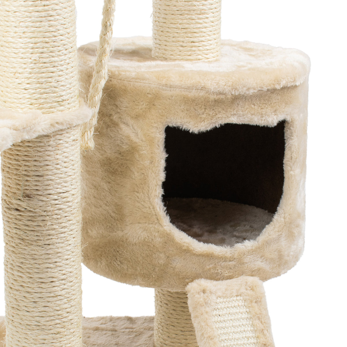 AQPET FRIENDS Athens Cat Scratching Post 115 cm with Cat Bed Tree Playground Toy Scratcher for Cat Beige