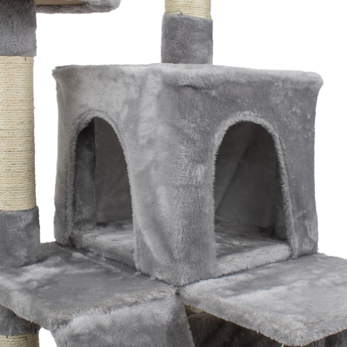 AQPET FRIENDS Tiragraffi Berlin 135 cm con Cuccia per Gatti Albero Parco Giochi Gioco Tira Graffi per Gatto Colore Grigio