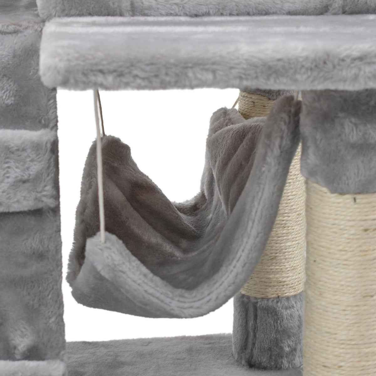 AQPET FRIENDS Tiragraffi Berlin 135 cm con Cuccia per Gatti Albero Parco Giochi Gioco Tira Graffi per Gatto Colore Grigio