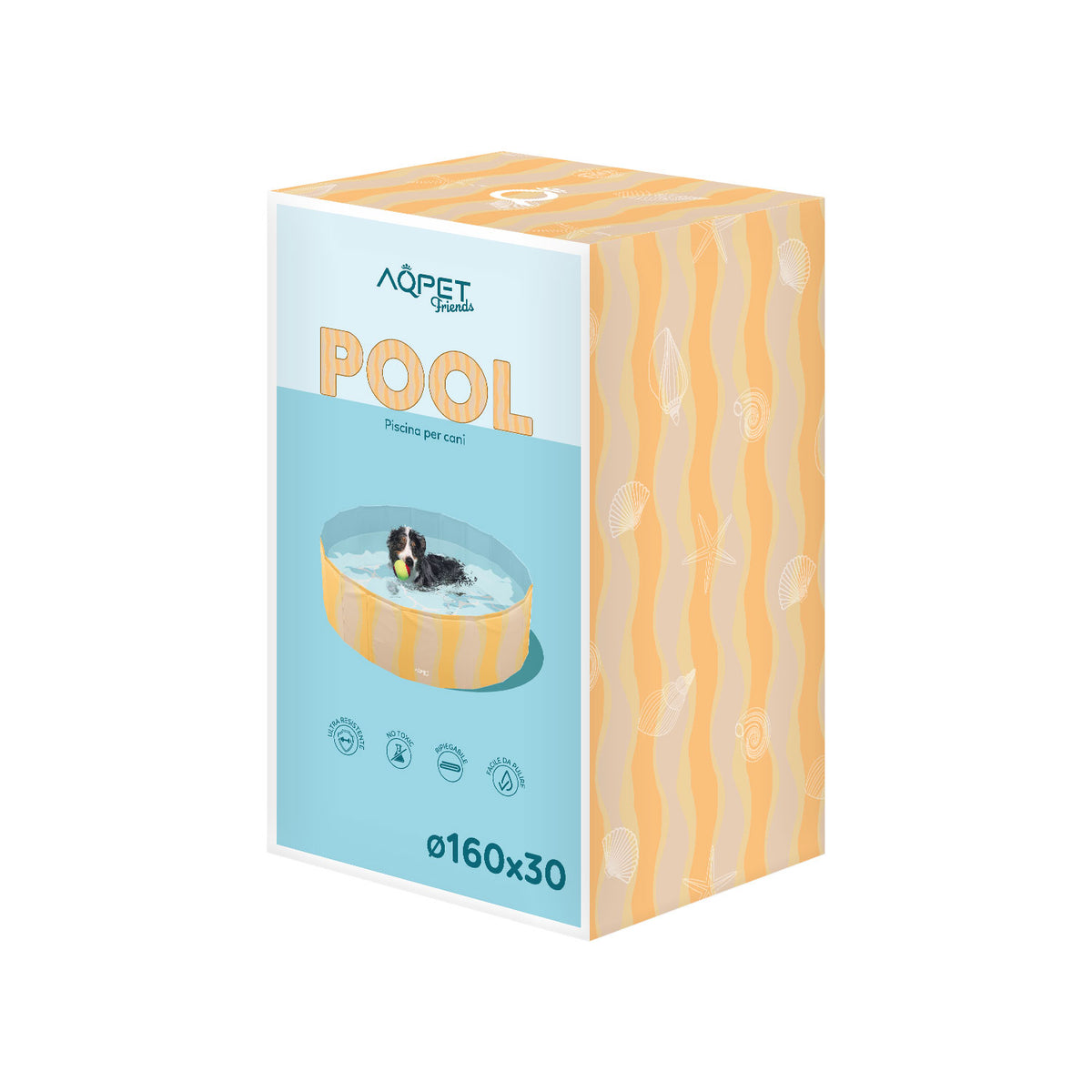 AQPET FRIENDS Pool Piscina Cane Fantasia Sea Per Cani Pieghevole Antigraffio Outdoor Giardino