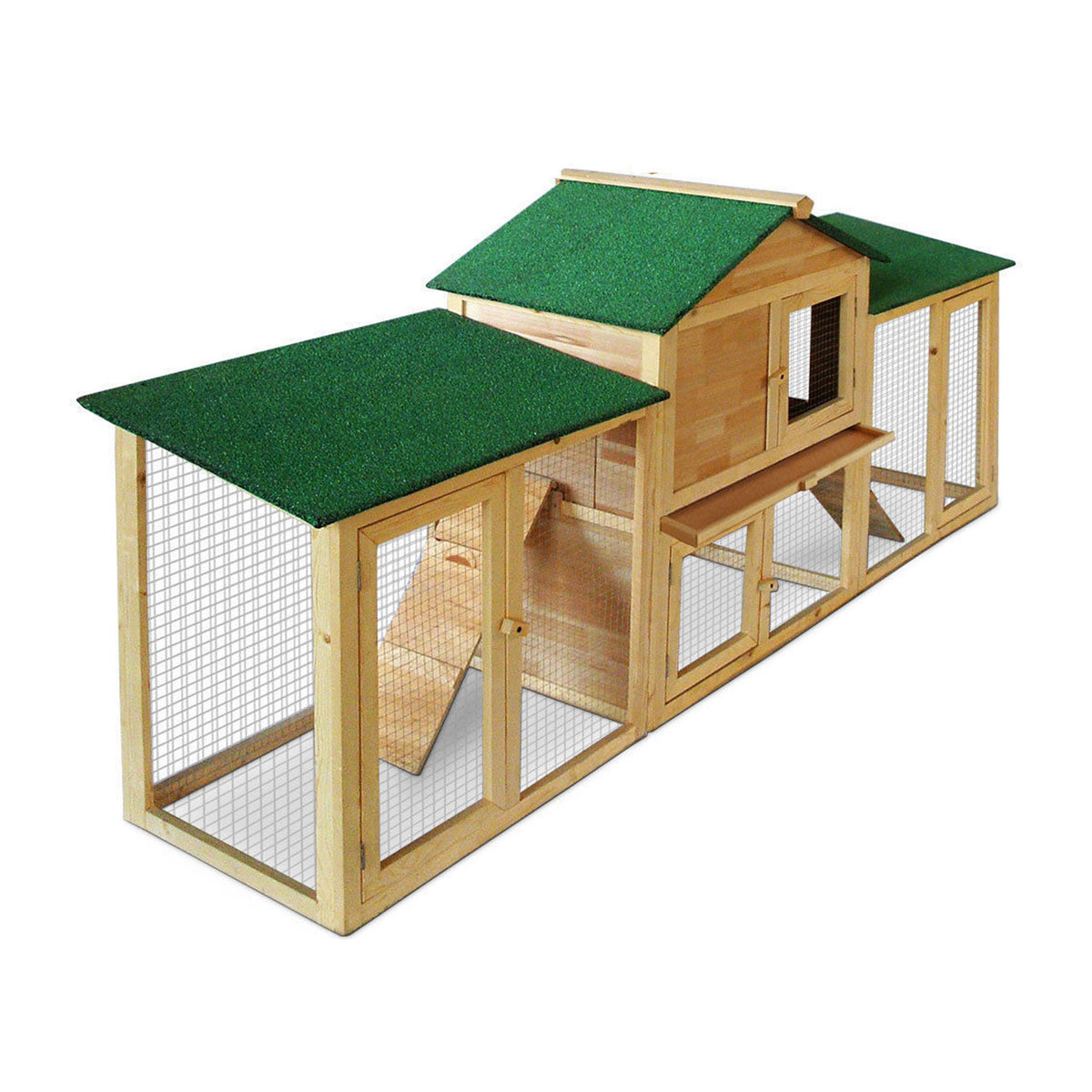 AQPET FRIENDS Gabbia per Conigli conigliera pollaio con Tetto da XL da Esterno in Legno Doppio Piano 147X53X85h Cm