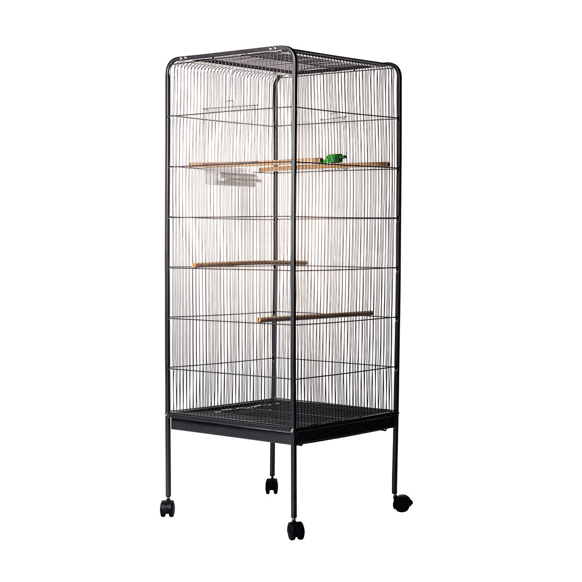 AQPET FRIENDS Voliera per Uccelli Canarini e Volatili, Gabbia Completa in Metallo Senza Tetto, Adatta per Interno, Dimensioni 146x54x54 cm, Colore Nero