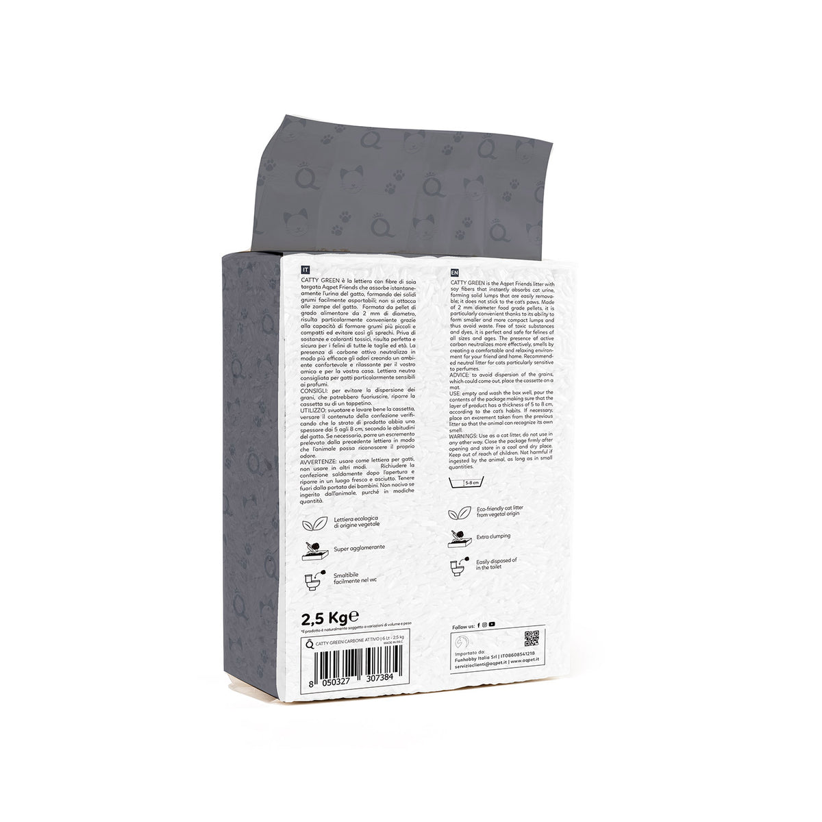 AQPET FRIENDS Catty Green Soy Litter Activated Carbon Scent 6L for Cats Super Absorbent Odor Control Cat Hygiene