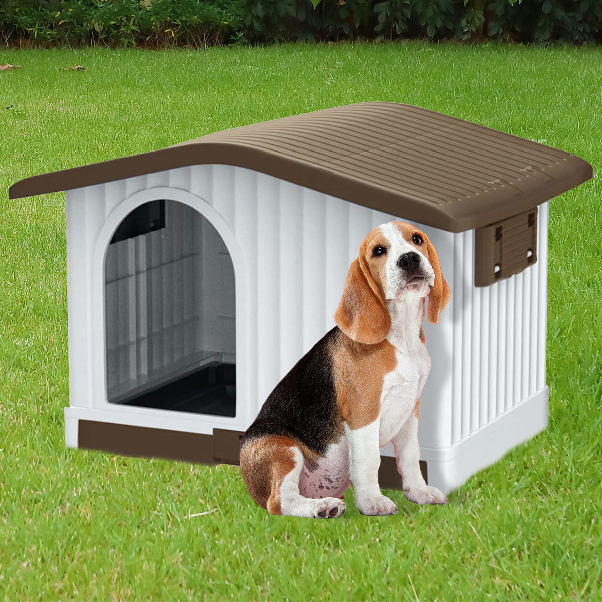 AQPET FRIENDS Villa Cuccia In Plastica - 87 X 74 X 61 H Colore Marrone Per Cani E Gatti Comfort Pet Relax Animali