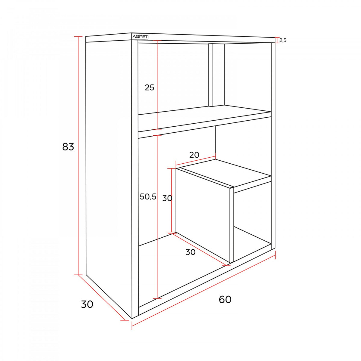 AQPET SUPPORTO CABINET DESIGN 60 COLORE NATURE WOOD
