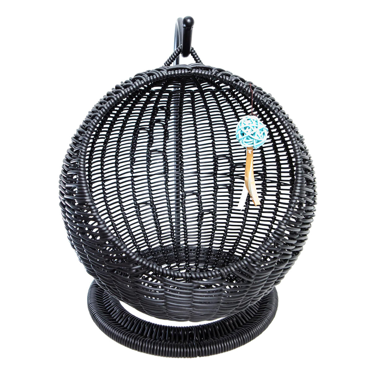 AQPET FRIENDS Morfeo Cuccia sospesa per Gatti Gattini in Vimini intrecciato a Mano con Cuscino Mordbido Incluso, Colore Nero, 46x62 cm