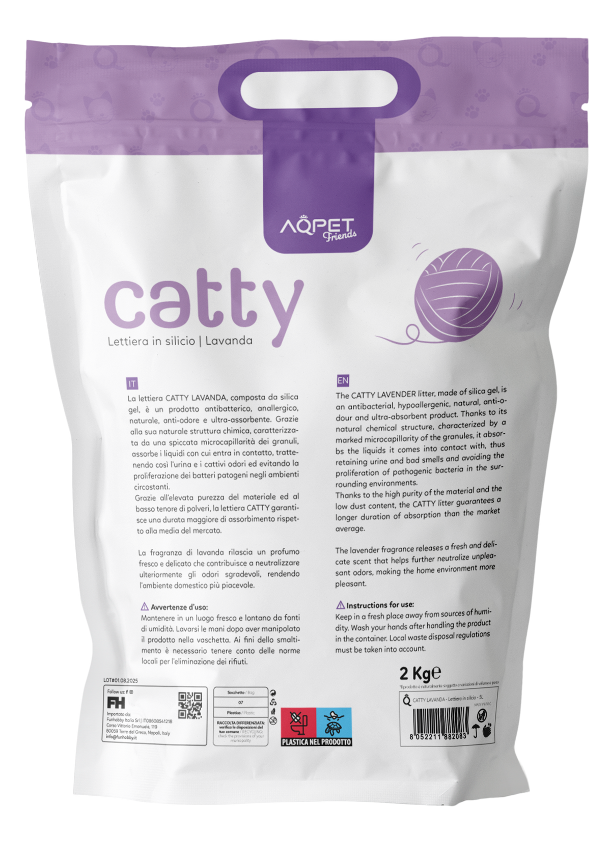 AQPET FRIENDS Lettiera In Silicio Catty Profumazione Lavanda Per Gatti Super Assorbente Antiodore Igiene Gatto