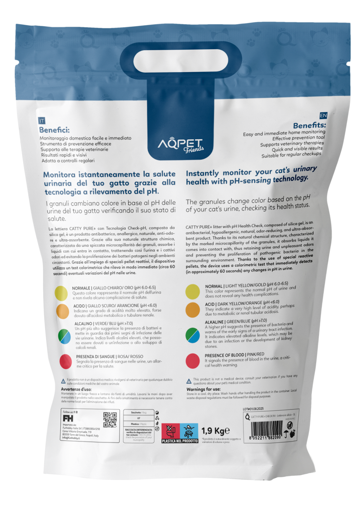 AQPET FRIENDS Lettiera In Silicio Catty Profumazione PH Check Per Gatti Super Assorbente Antiodore Igiene Gatto
