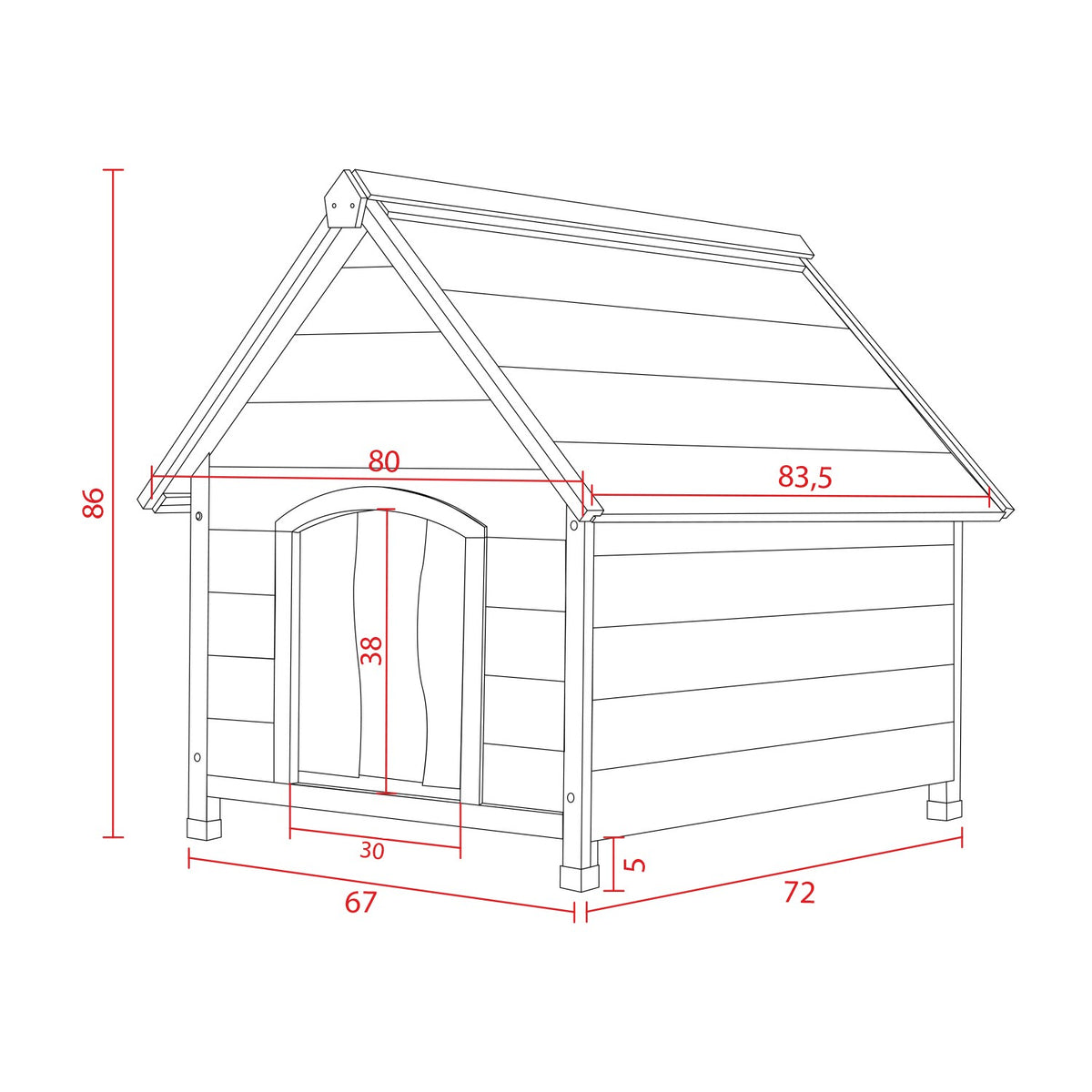 AQPET FRIENDS Suite Cuccia In Legno Con Tetto Spiovente Completa Di Tenda Termica Per Cani E Gatti
