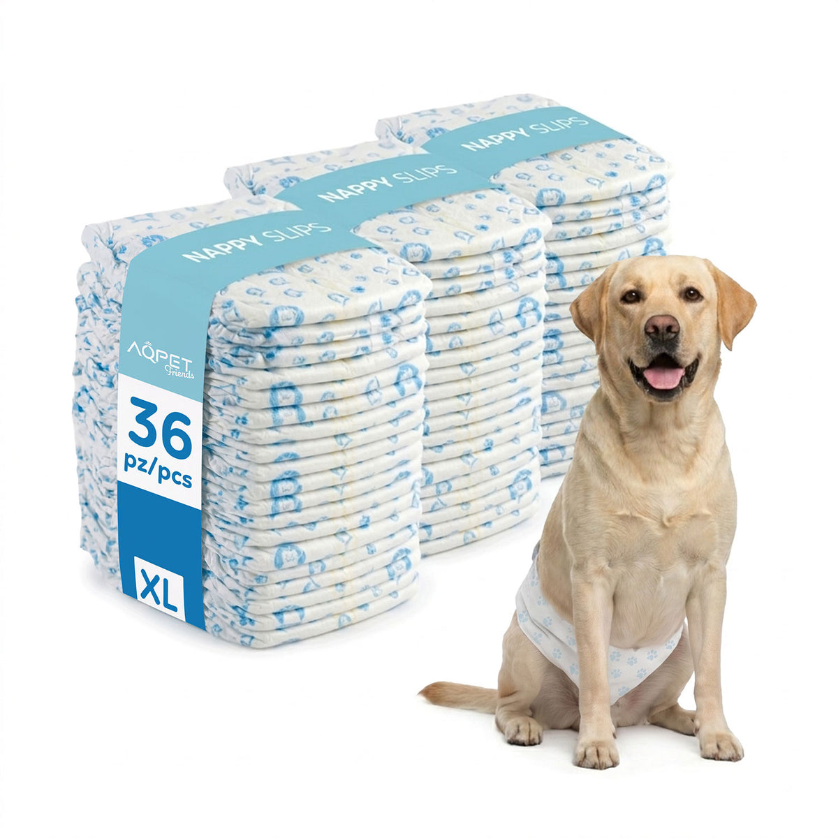 AQPET FRIENDS Nappy Slips Pannolini A Fascia Per Cani Maschi 36 Pezzi Assorbenti Igiene Quotidiana