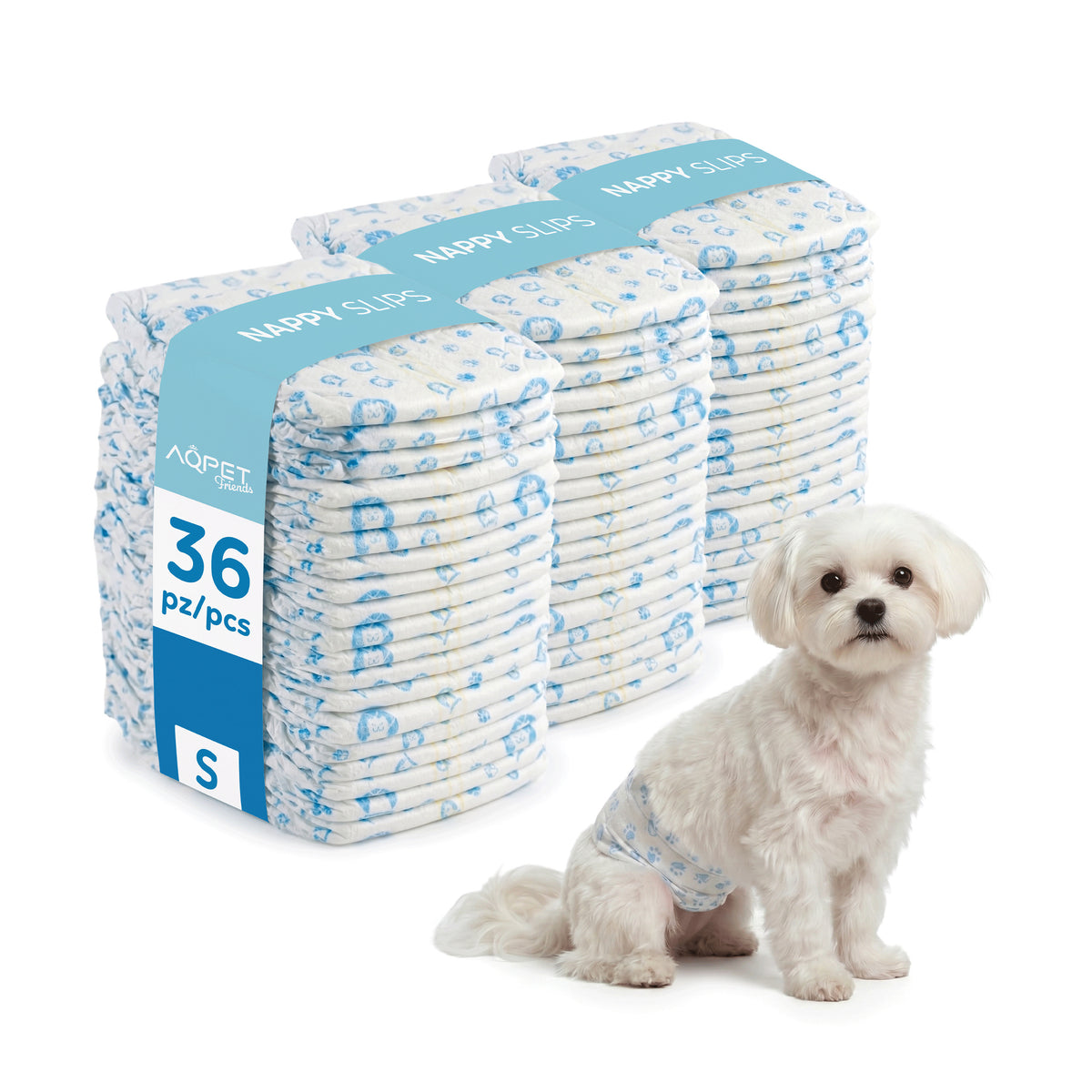 AQPET FRIENDS Nappy Slips Pannolini A Fascia Per Cani Maschi 36 Pezzi Assorbenti Igiene Quotidiana