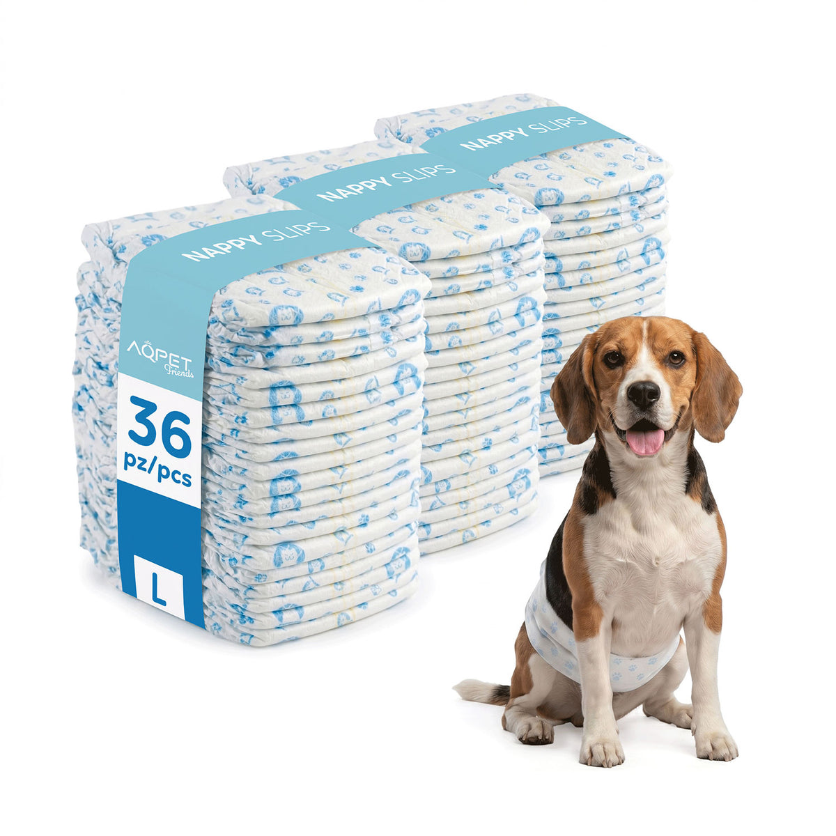AQPET FRIENDS Nappy Slips Pannolini A Fascia Per Cani Maschi 36 Pezzi Assorbenti Igiene Quotidiana