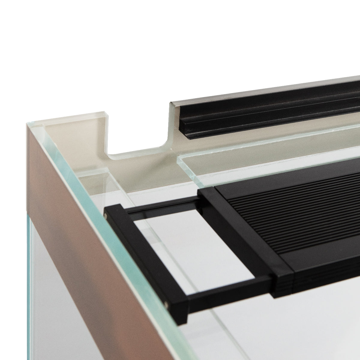 AQPET AQUARIUM RIVERIUM PLUS 90X50X55 H - 10 MM EXT. - WITH LED LIGHT, EXTERNAL FILTER AND TAUPE SUPPORT