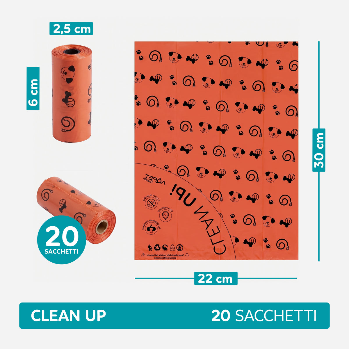 AQPET FRIENDS Double Strength Hygienic Bags for Dog Waste - Large 22x30 cm - Economy Pack of 200 Bags