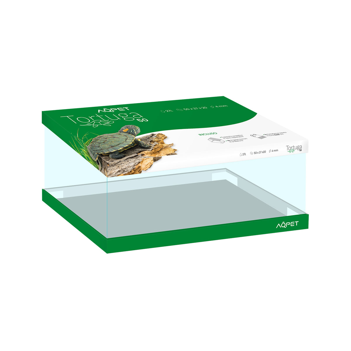 AQPET TARTARUGHIERA IN VETRO TORTUGA 50 - 50X27X20 CM CON ISOLOTTO