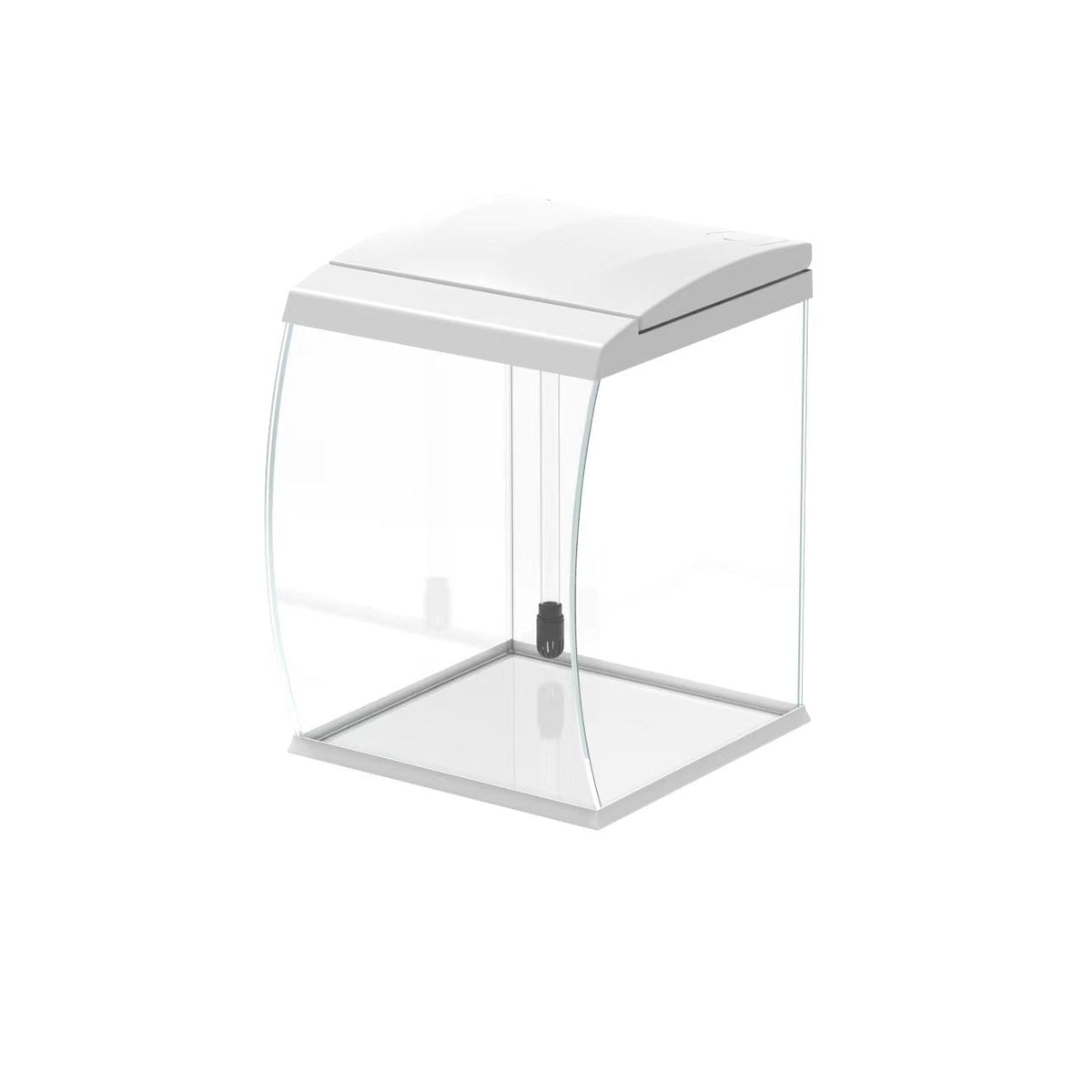 AQPET CURVE DESKTOP PANORAMIC GLASS AQUARIUM - WITH FILTER, HEATER - WHITE