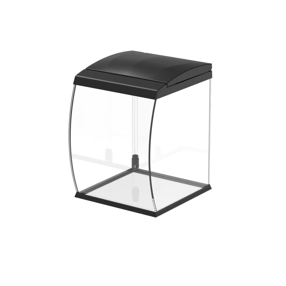 AQPET CURVE DESKTOP PANORAMIC GLASS AQUARIUM - WITH FILTER, HEATER - BLACK