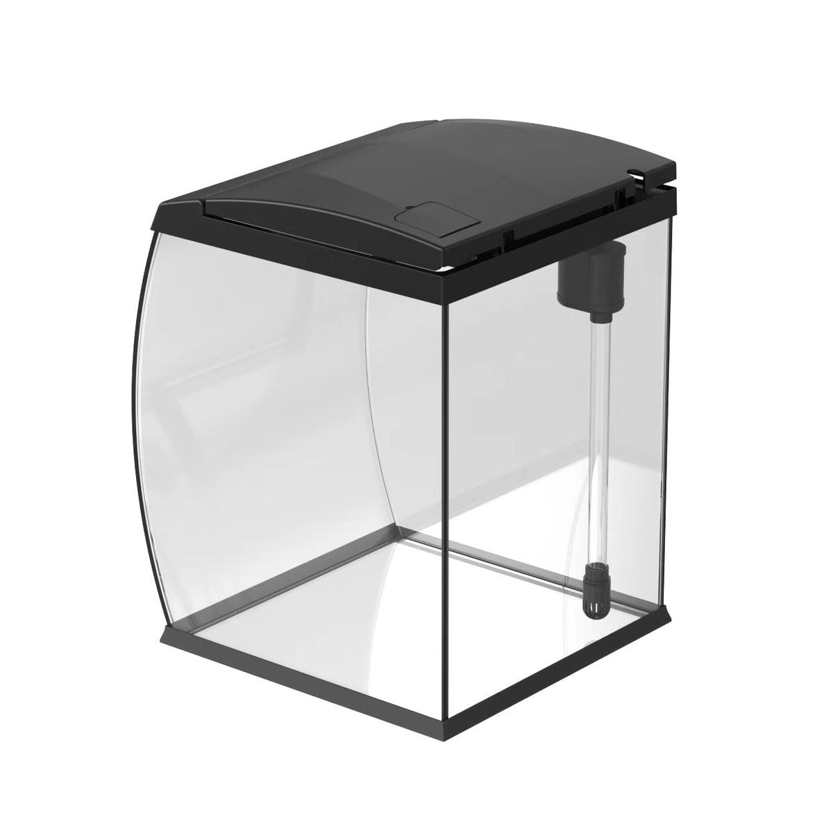 AQPET CURVE DESKTOP PANORAMIC GLASS AQUARIUM - WITH FILTER, HEATER - BLACK