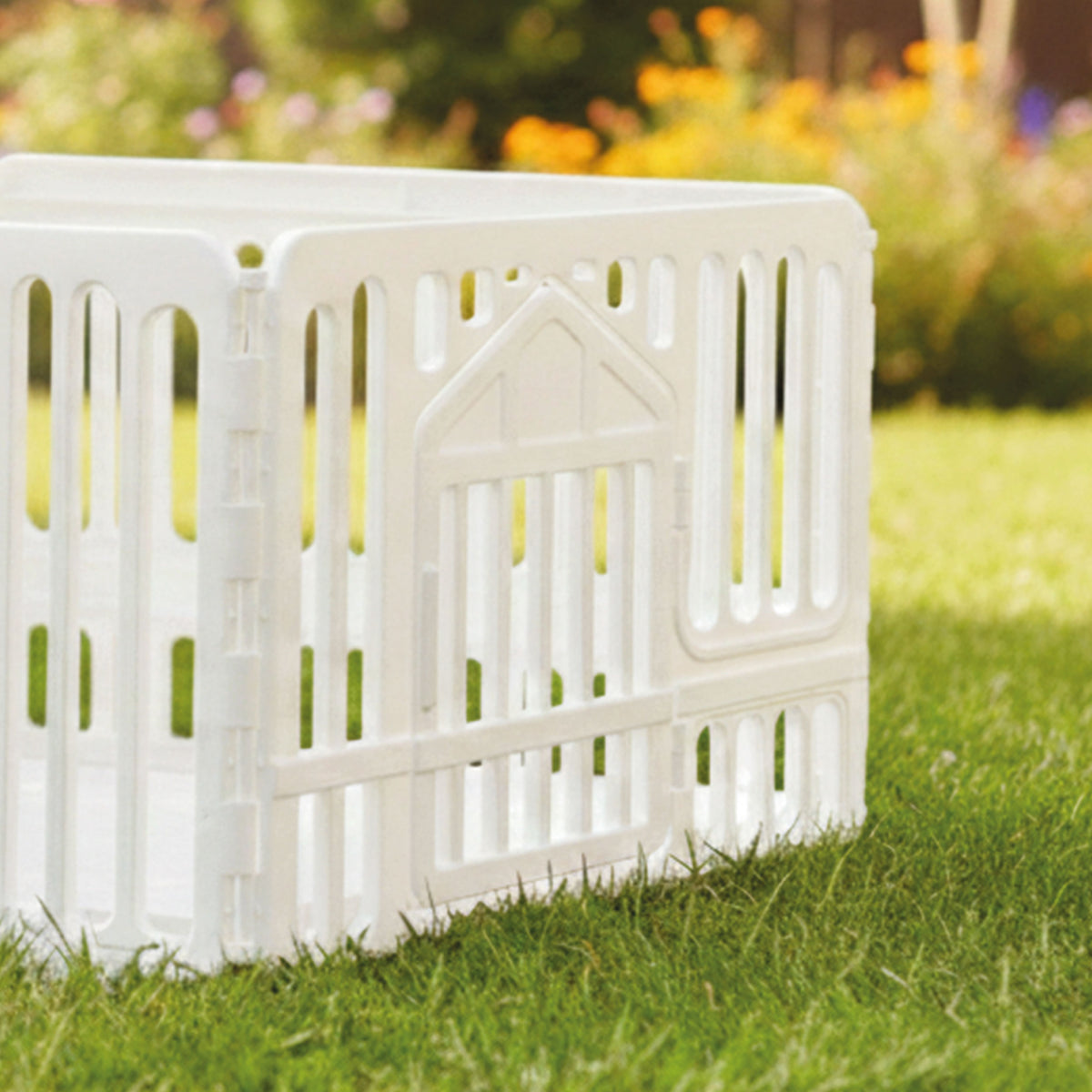 AQPET FRIENDS Recinto per Cani da Interno 97x97x60h cm in plastica con Porta – Box Modulare colore Bianco per Cuccioli e Animali Domestici – Parco Recinzione per Casa, Gatti e Cani