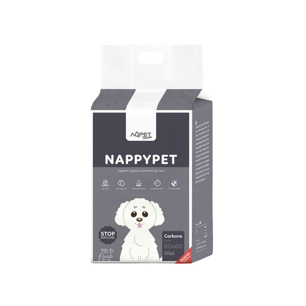 AQPET FRIENDS Tappetini Igienici Al Carbone Misura 50 Pz Per Cani Ultra Assorbenti Antiodore Impermeabili Addestramento Cuccioli Igiene Casa Al Carbone Attivo Igiene Quotidiana