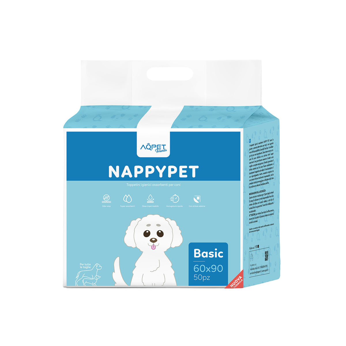 AQPET FRIENDS Tappetini Igienici Basic Misura 50 Pz Per Cani Ultra Assorbenti Antiodore Impermeabili Addestramento Cuccioli Igiene Casa Igiene Quotidiana