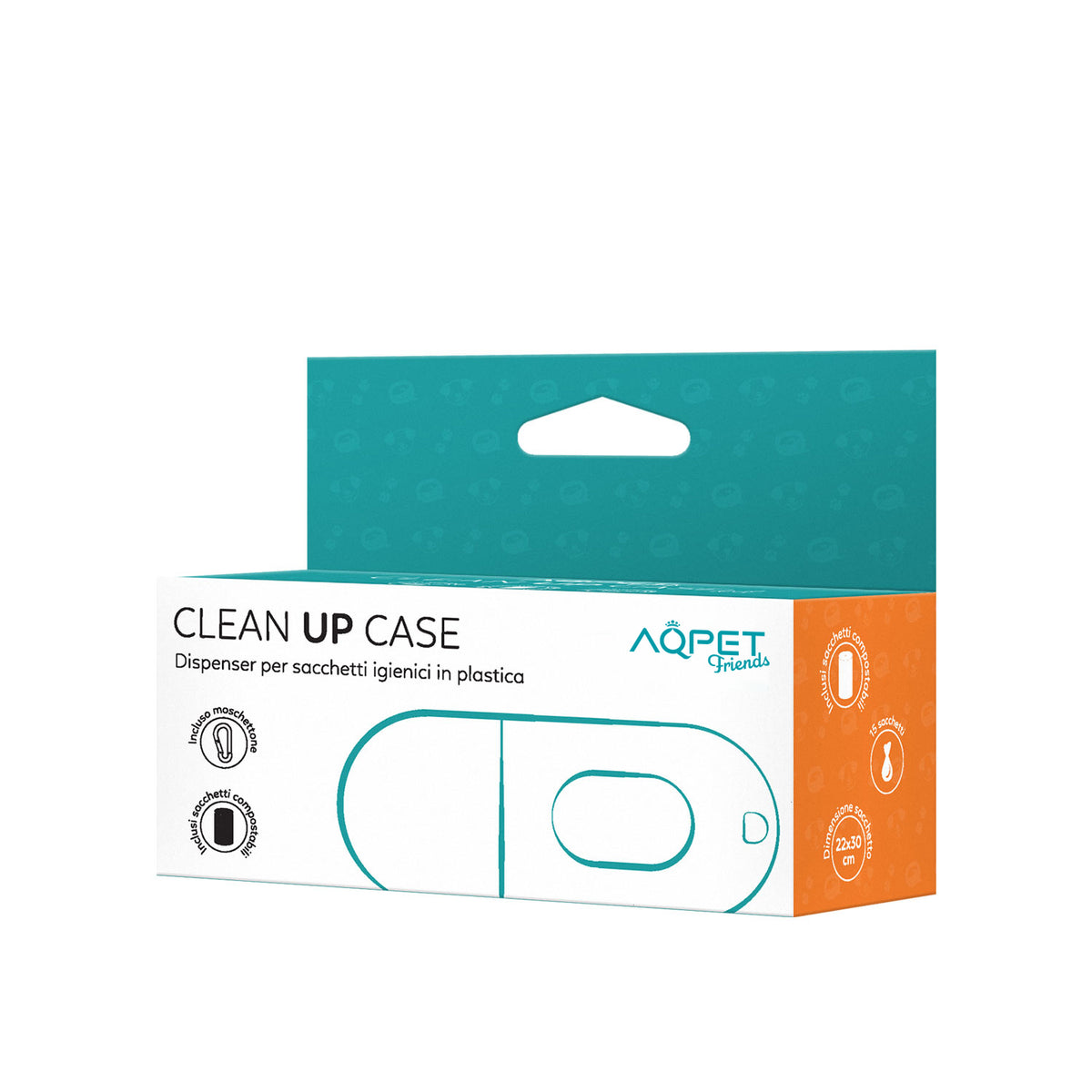 AQPET FRIENDS CleanUp Case Dispenser Per Sacchetti Igienici In Plastica con Moschettone Incluso Sacchetti