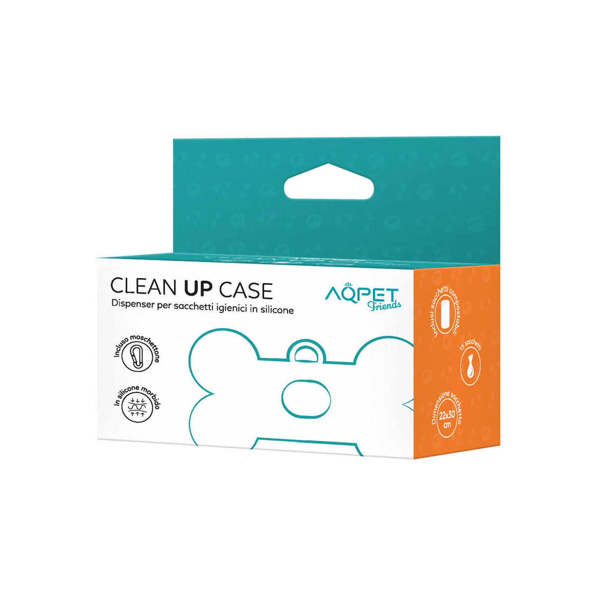 AQPET FRIENDS CleanUp Case Dispenser Per Sacchetti Igienici In Silicone Incluso Sacchetti