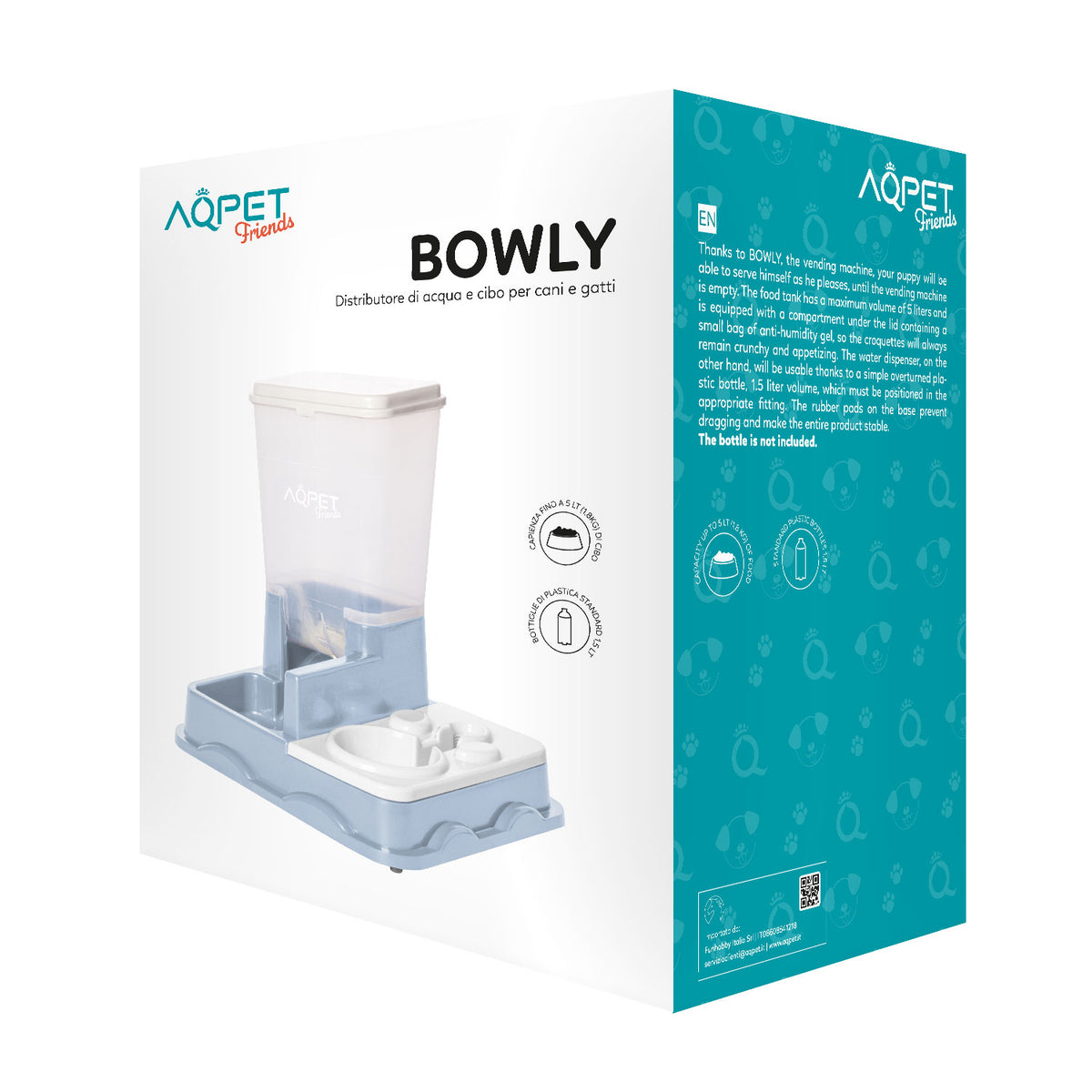 AQPET FRIENDS Bowly Distributore Cibo E Acqua Automatico