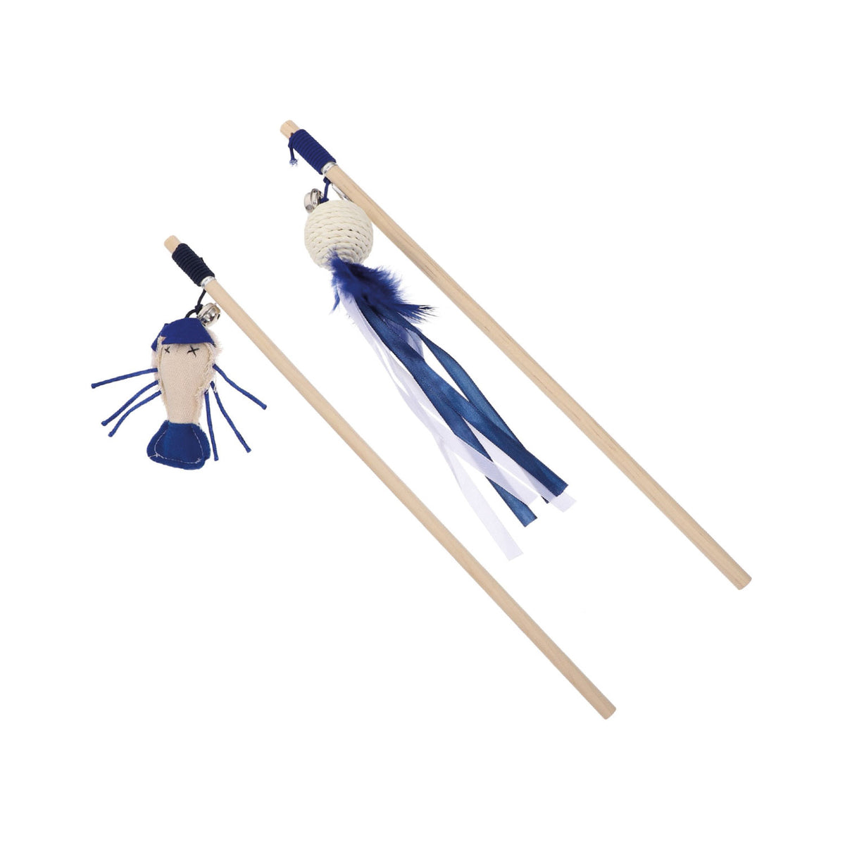 AQPET FRIENDS Cat Toy Bastoncino Con Giochino Blu E Campanella - 40 Cm Gioco per Gatti
