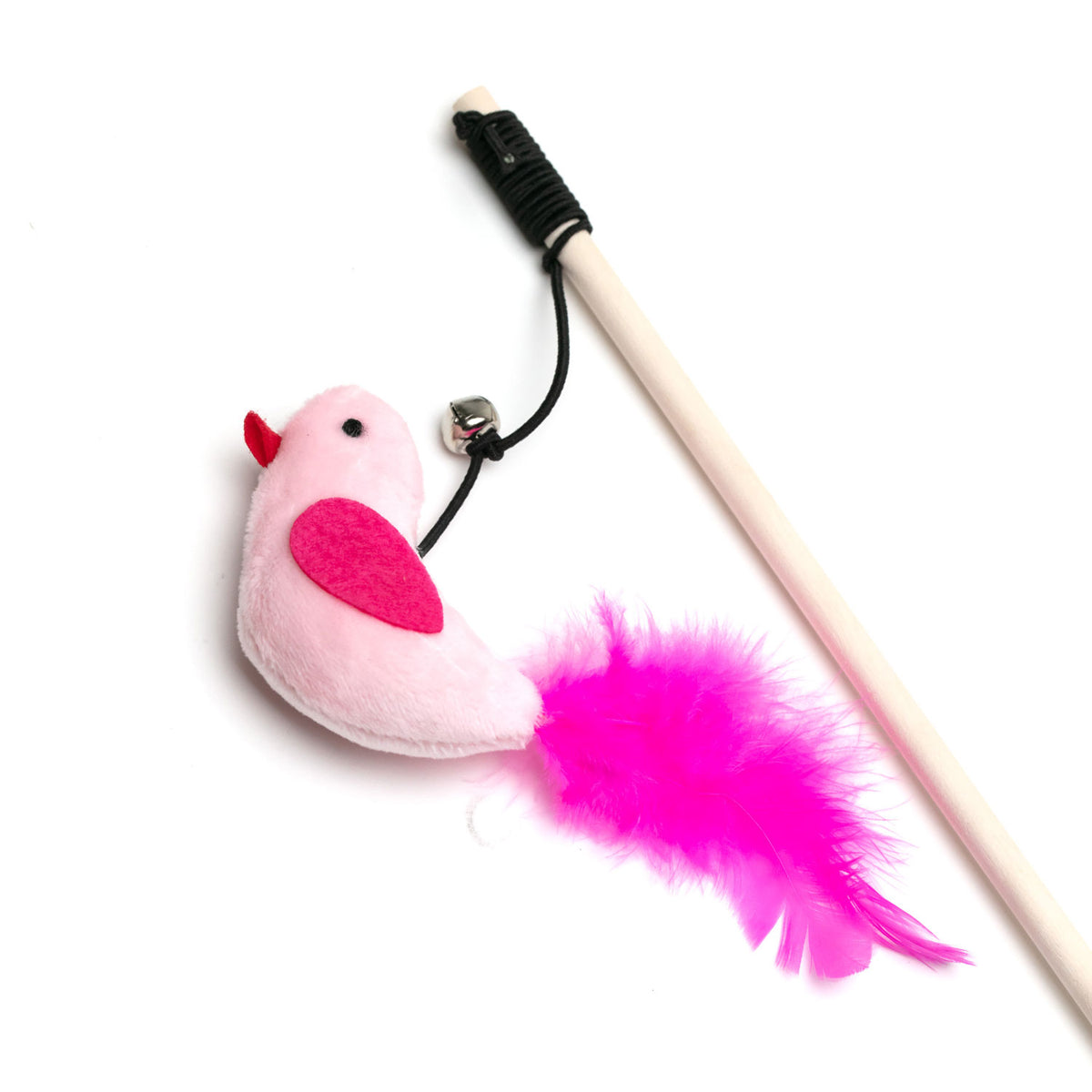 AQPET FRIENDS Cat Toy Bastoncino Con Pappagallo Di Stoffa E Campanellino - 40 Cm Gioco Per Gatti