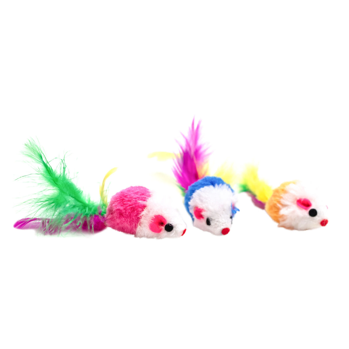 AQPET FRIENDS Colorful Mickey Mouse Cat Toy With Feathers And Rattle - 8 Cm Cat Toy