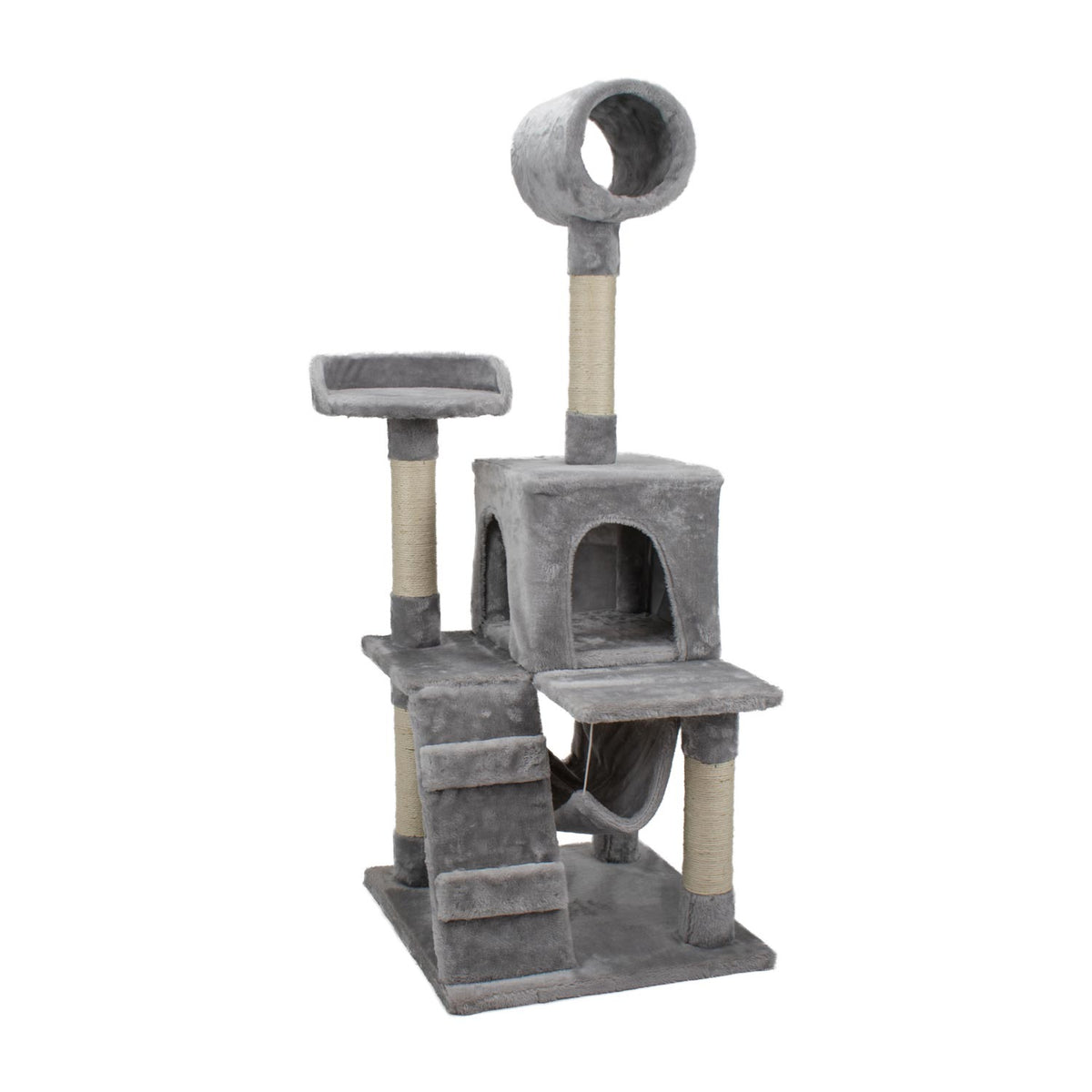 AQPET FRIENDS Tiragraffi Berlin 135 cm con Cuccia per Gatti Albero Parco Giochi Gioco Tira Graffi per Gatto Colore Grigio
