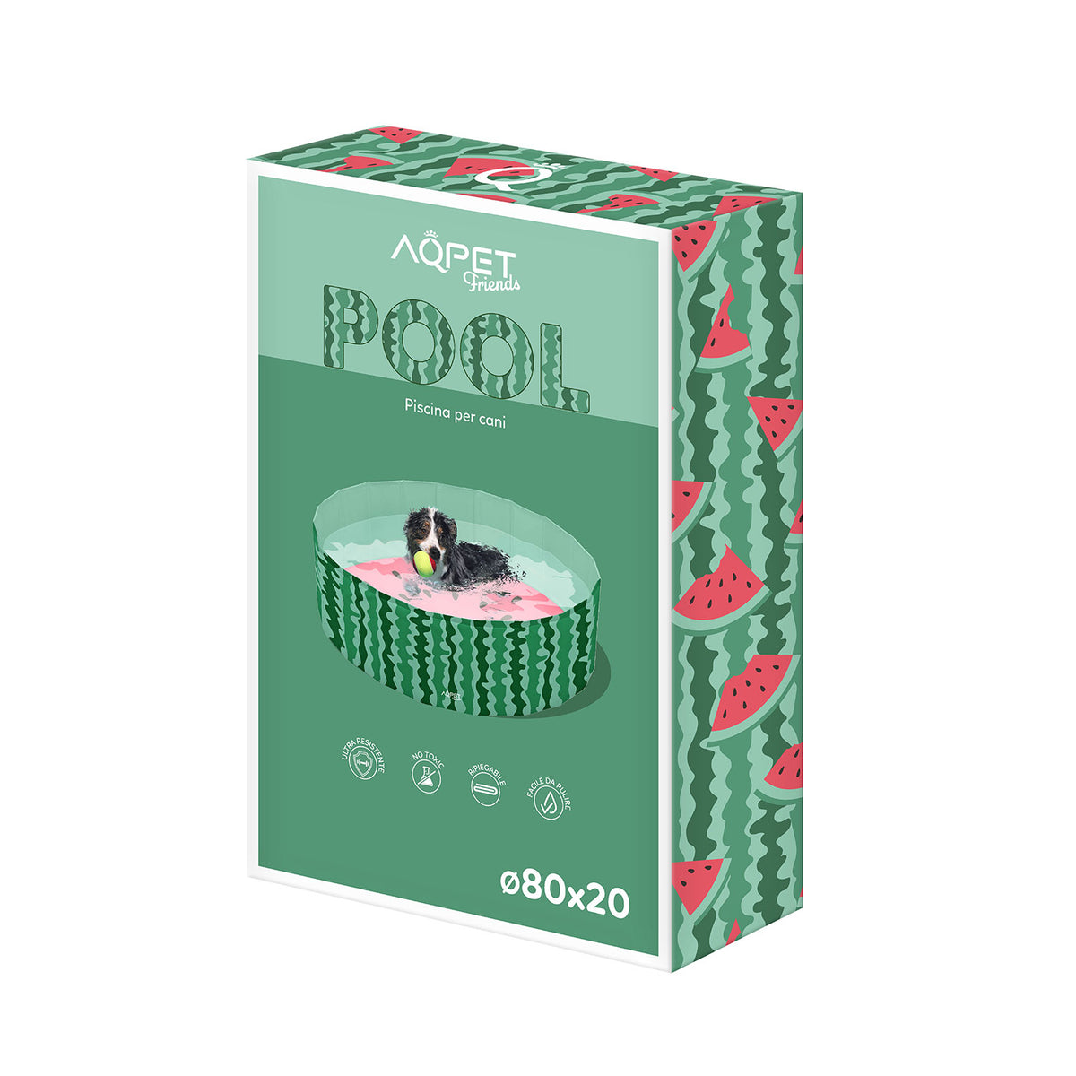 AQPET FRIENDS Pool Piscina Cane Fantasia Fruit Per Cani Pieghevole Antigraffio Outdoor Giardino