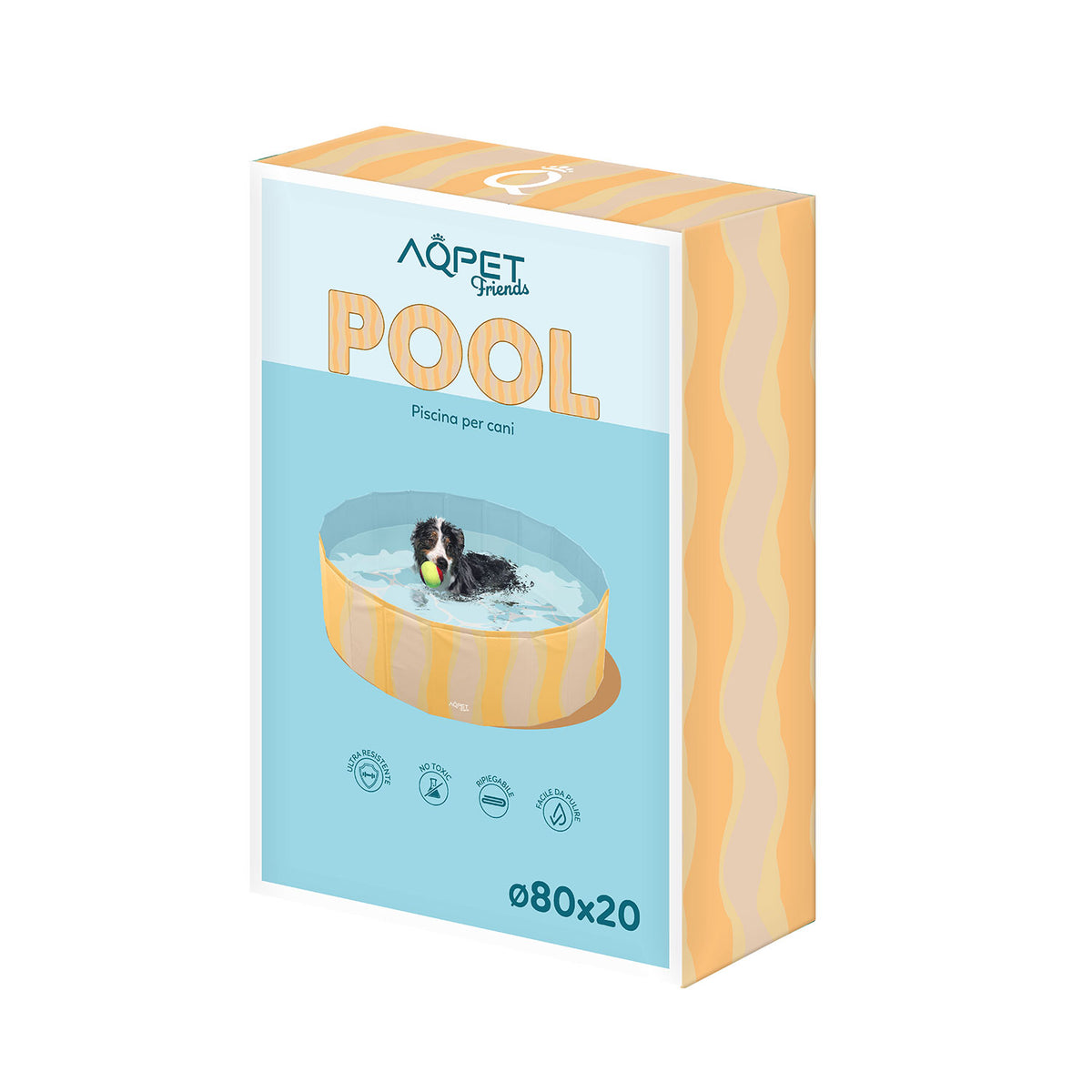 AQPET FRIENDS Pool Piscina Cane Fantasia Sea Per Cani Pieghevole Antigraffio Outdoor Giardino