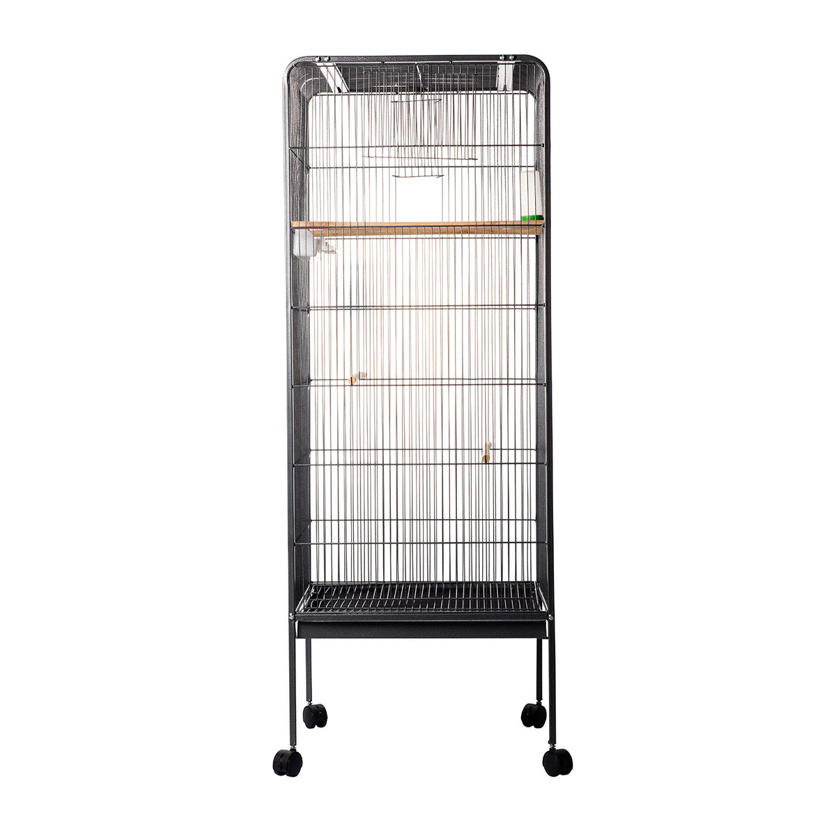 AQPET FRIENDS Voliera per Uccelli Canarini e Volatili, Gabbia Completa in Metallo Senza Tetto, Adatta per Interno, Dimensioni 146x54x54 cm, Colore Nero