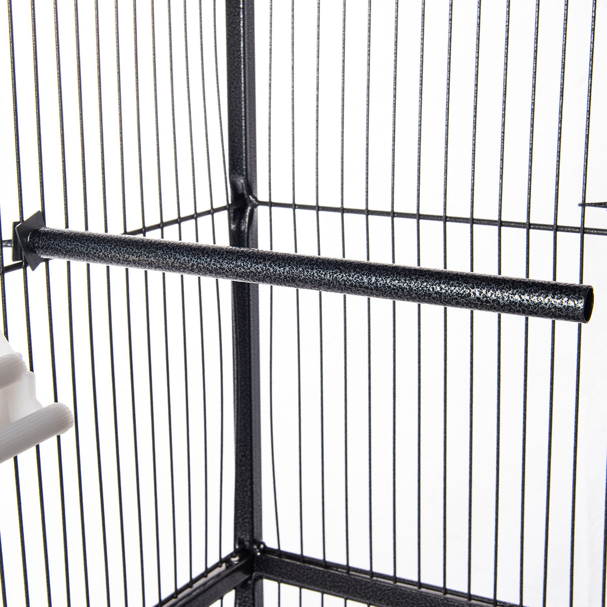AQPET FRIENDS Voliera con Tetto per Uccelli Grandi e Canarini, Gabbia in Metallo con Piedistallo e Ruote, Adatta per Interno ed Esterno, Dimensioni 157x52x52 cm, Nero