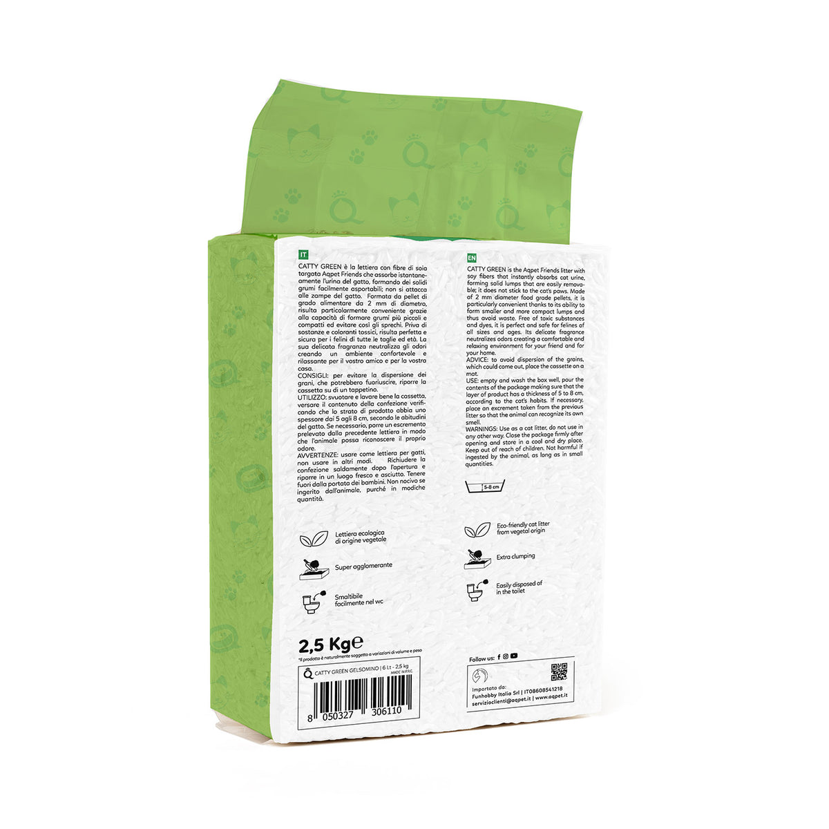 AQPET FRIENDS Catty Green Jasmine Scented Soy Litter 6L For Cats Super Absorbent Odor Control Cat Hygiene