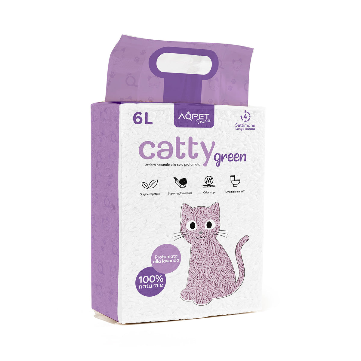 AQPET FRIENDS Catty Green Lavender Scented Soy Litter 6LT For Cats Super Absorbent Odor Control Cat Hygiene
