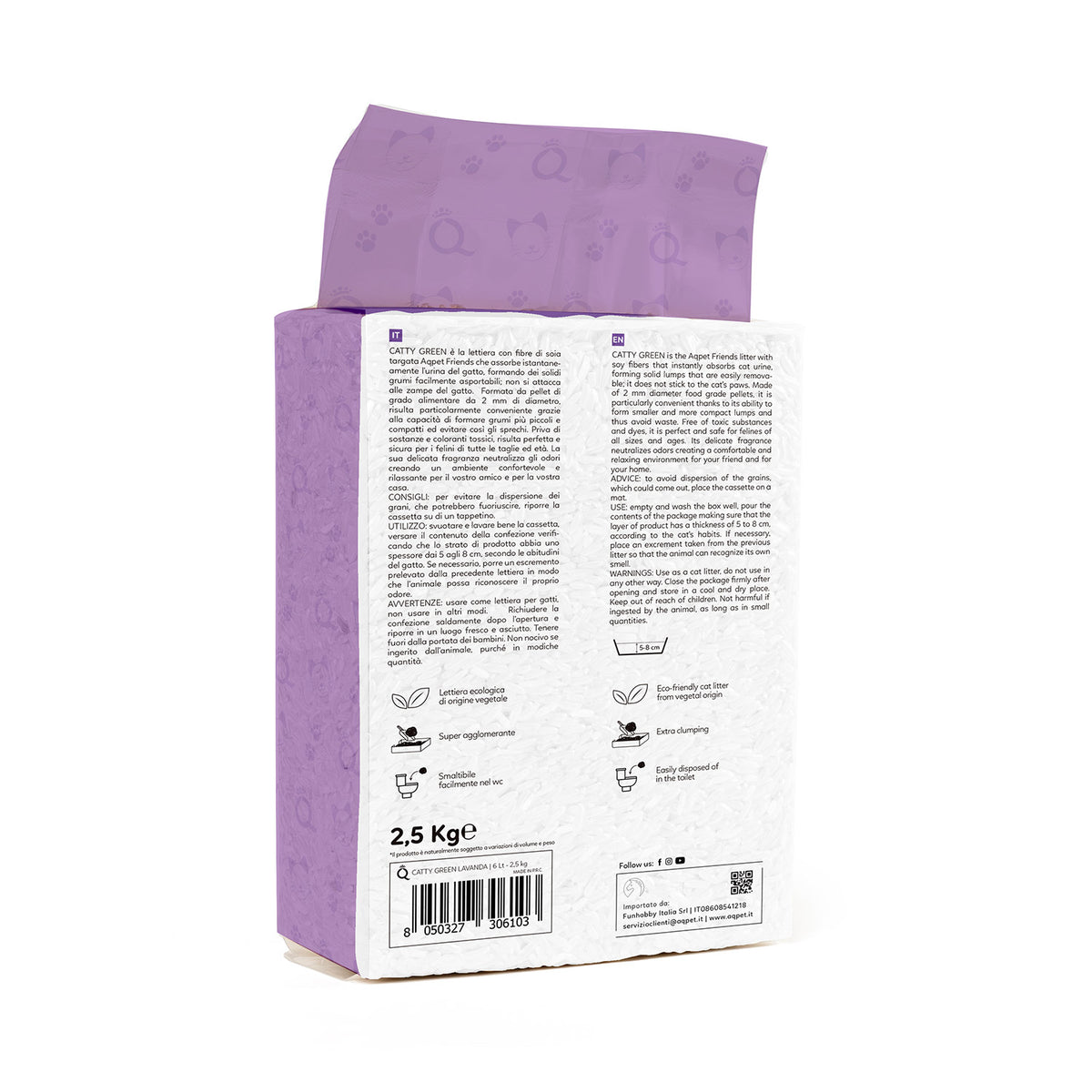 AQPET FRIENDS Catty Green Lavender Scented Soy Litter 6LT For Cats Super Absorbent Odor Control Cat Hygiene