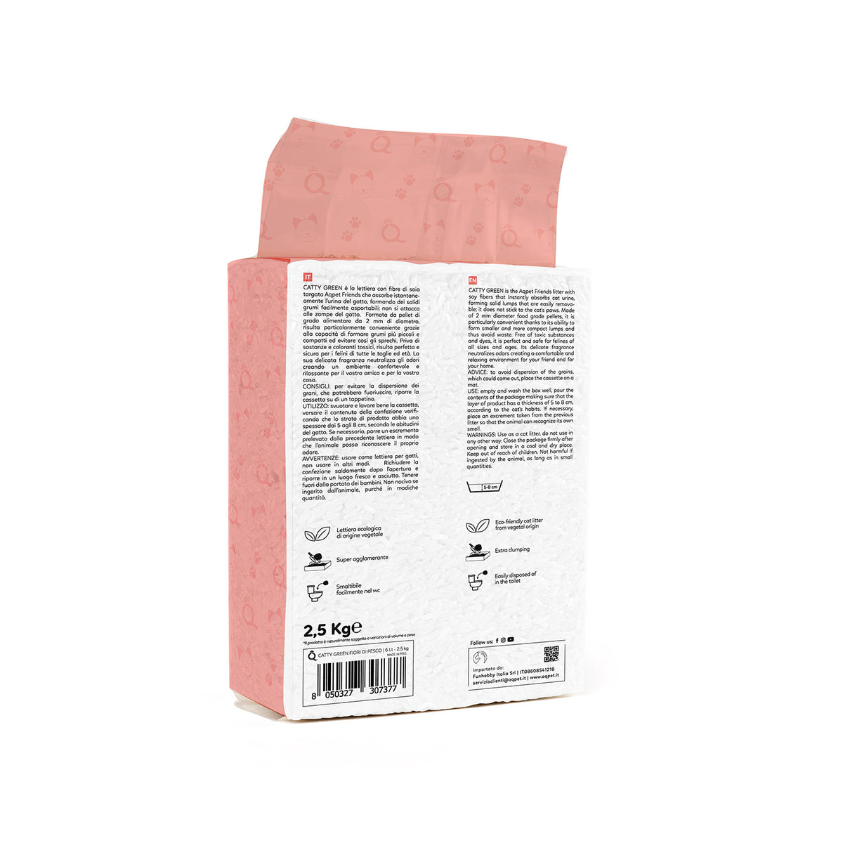 AQPET FRIENDS Catty Green Soy Litter Peach Blossom Scent 6L For Cats Super Absorbent Odor Control Cat Hygiene