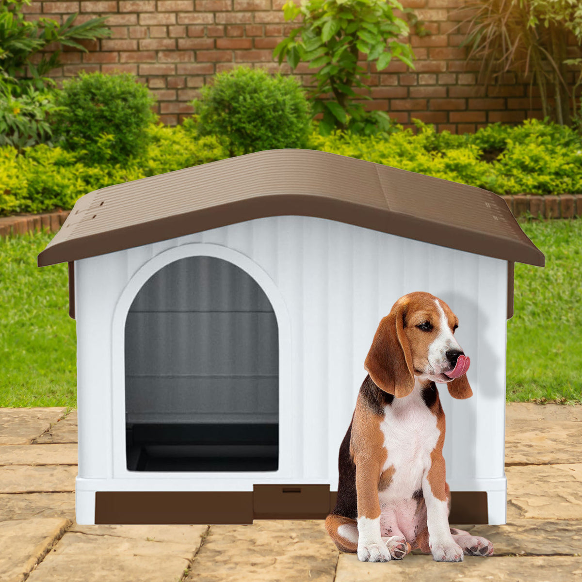 AQPET FRIENDS Villa Cuccia In Plastica - 87 X 74 X 61 H Colore Marrone Per Cani E Gatti Comfort Pet Relax Animali
