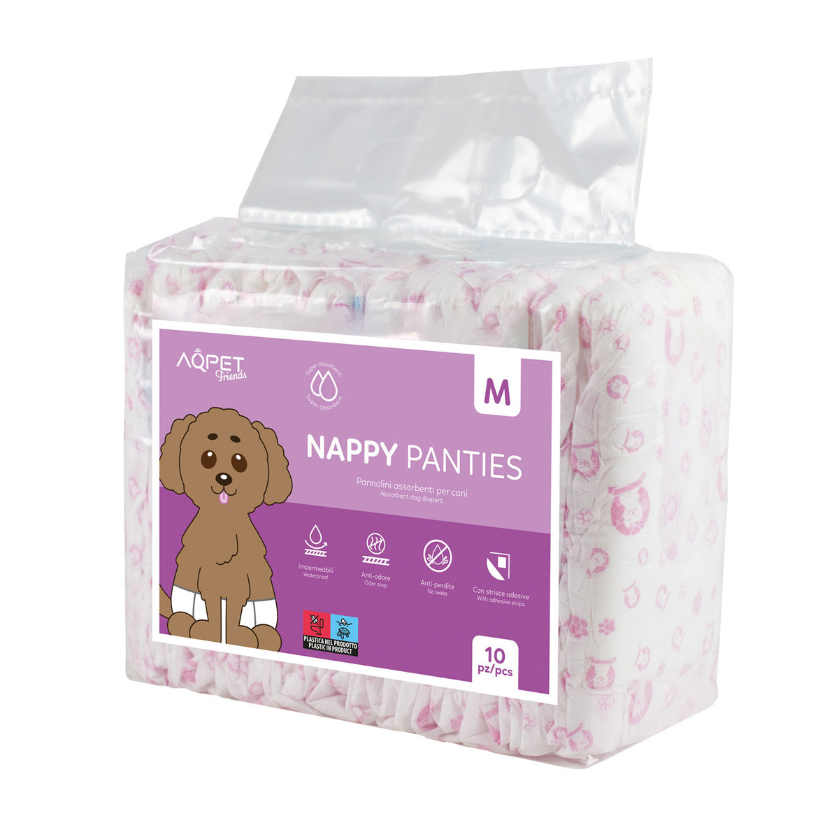 AQPET FRIENDS Nappy Panties Female Dog Wraps 10 Pieces Absorbent Daily Hygiene